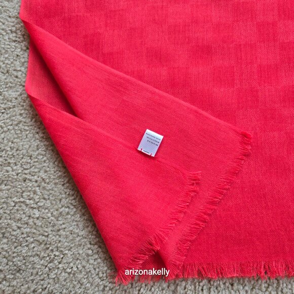 NWOT Coral Red Cashmere & Silk Scarf - Picture 8 of 13
